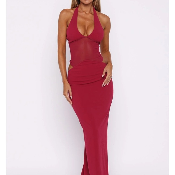 White fox No Notes Needed Halter Maxi Dress Cherry - Picture 3 of 6